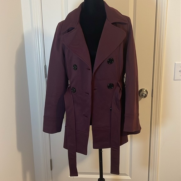 Jones NY Burgundy Knit Double Breasted Peacoat Size M - Picture 1 of 7